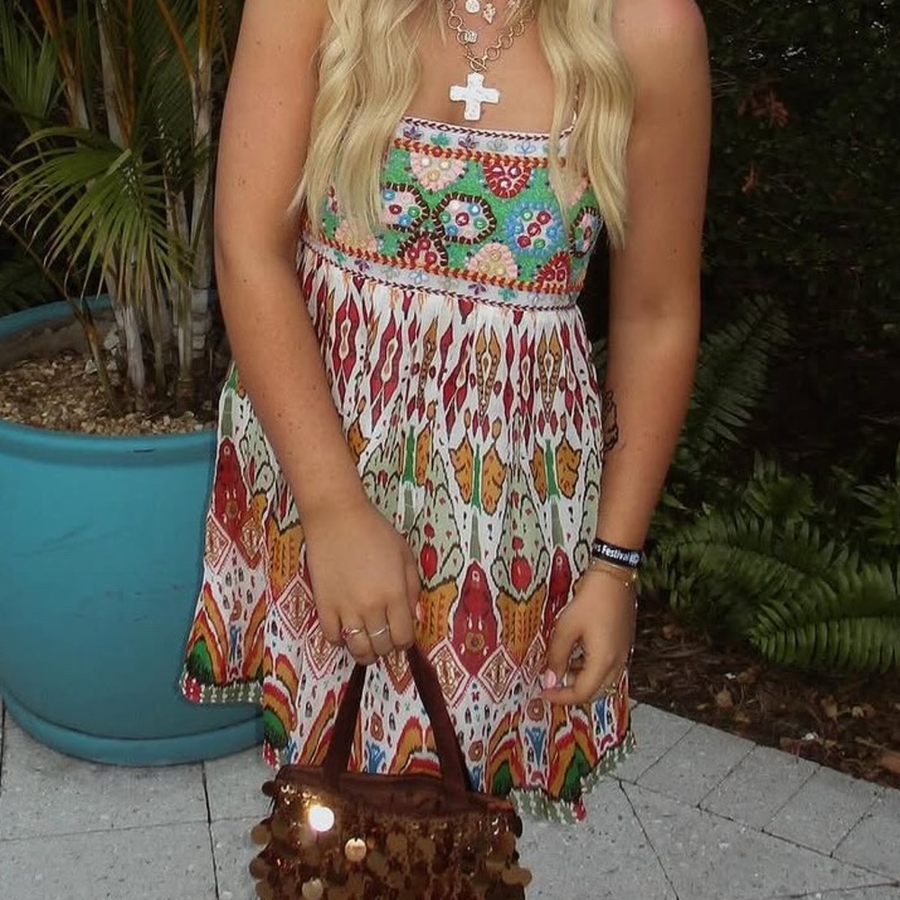 ZARA embroidered and patterned mini dress